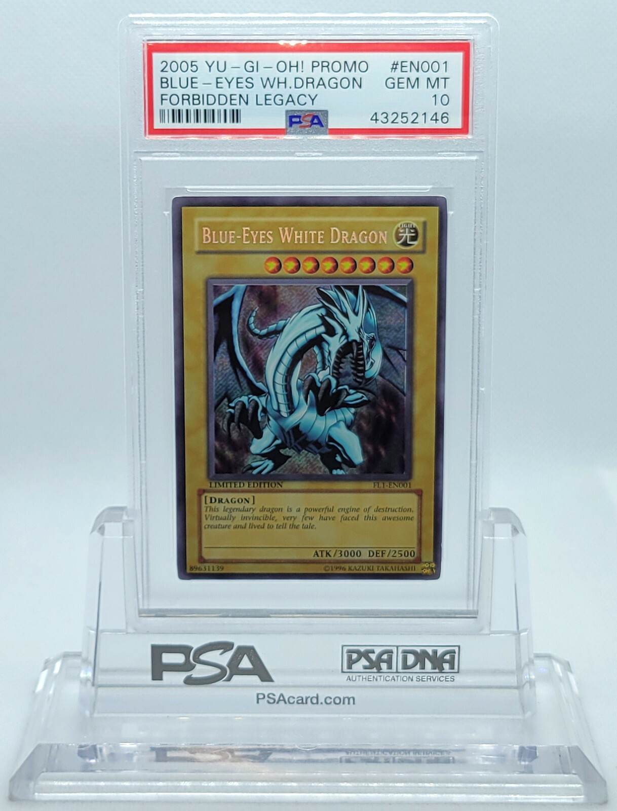 YUGIOH FL1-EN001 BLUE-EYES WHITE DRAGON SECRET RARE PSA 10 GEM