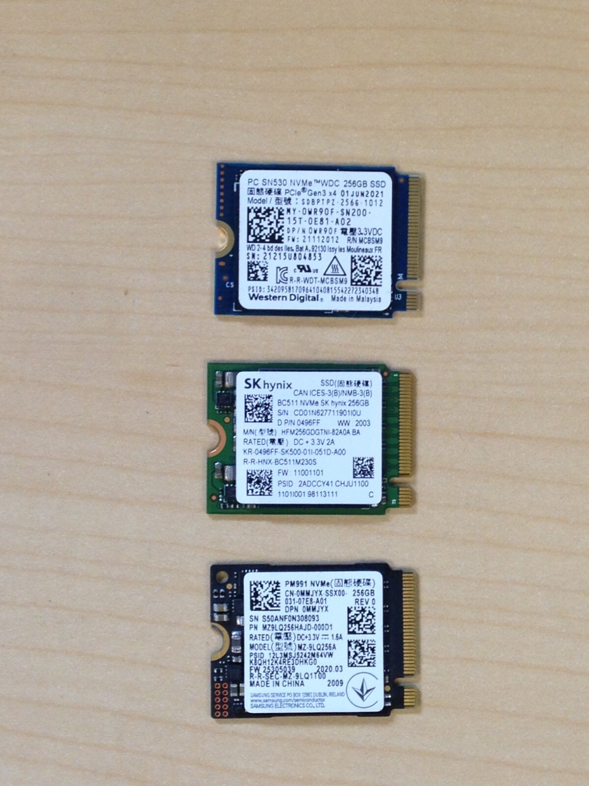 Lot of 100: 256GB nvme pcie m.2 2230 SSD M key major brands SK