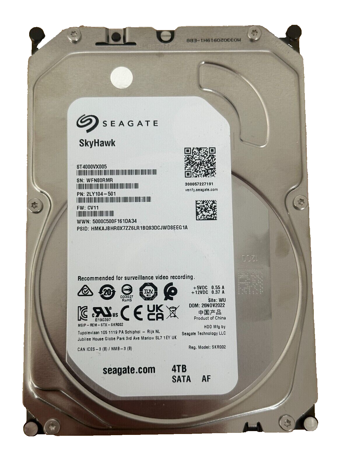 Hard Drive SEAGATE SKYHAWK 4TB 64MB SATA ST4000VX005 3.5'' HDD