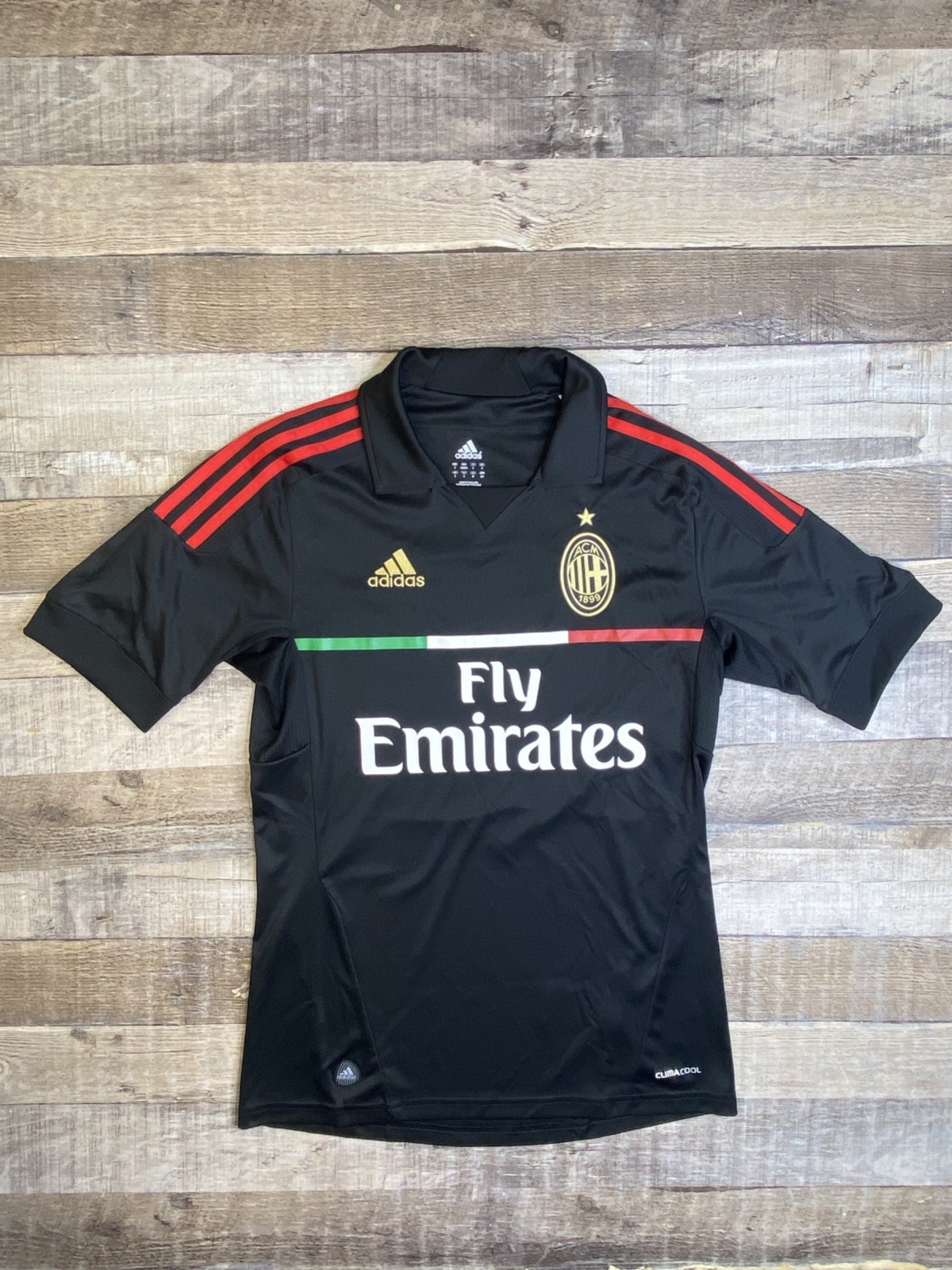 AC Milan 2011-12 Third Shirt Jersey Adidas Black Men's S Soccer
