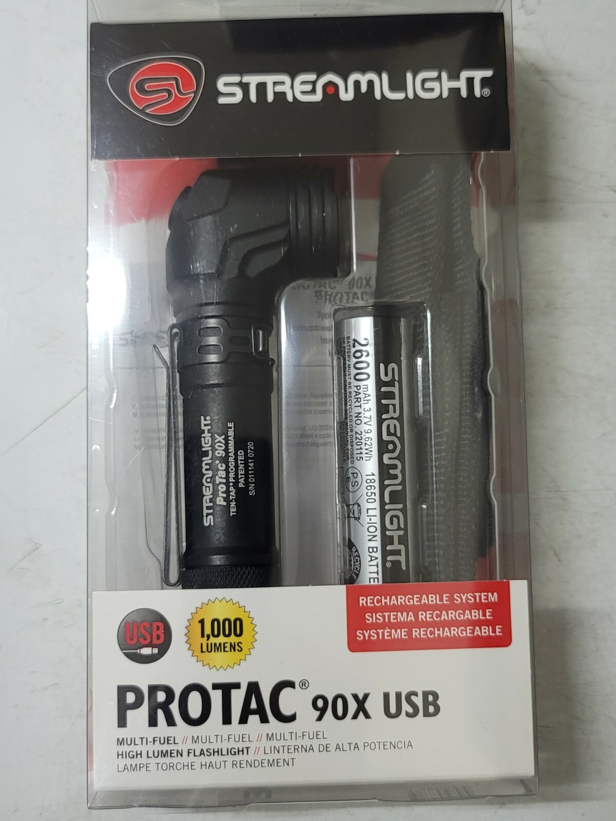 New Streamlight PRO TAC 90X Angle USB Rechargeable Flashlight