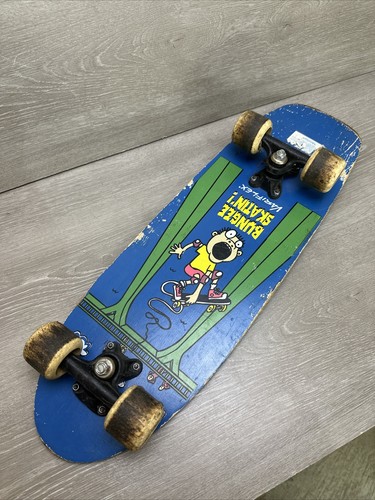 Vintage 80s VARIFLEX Bungee Skatin Cartoon Skateboard Blue Old