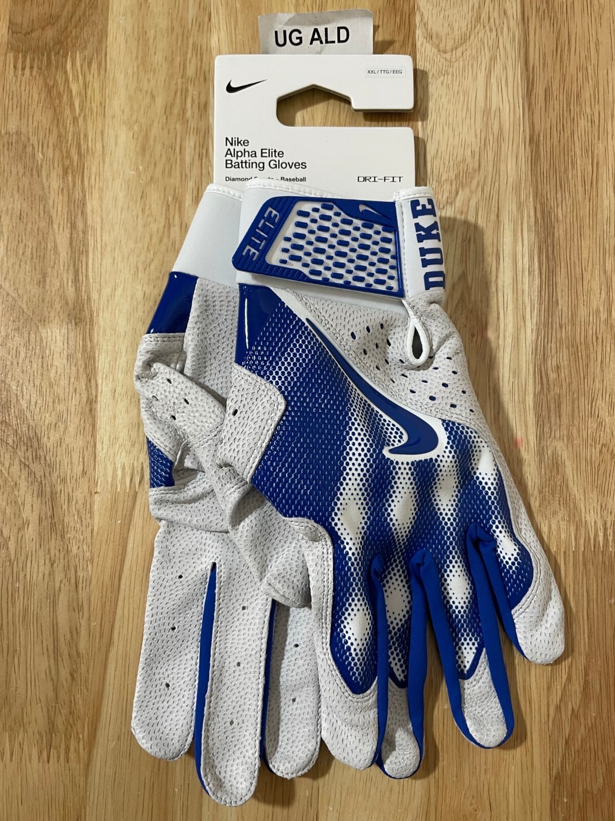 Nike Duke Blue Devils Alpha Elite Dri-Fit Batting Gloves Adult Sz
