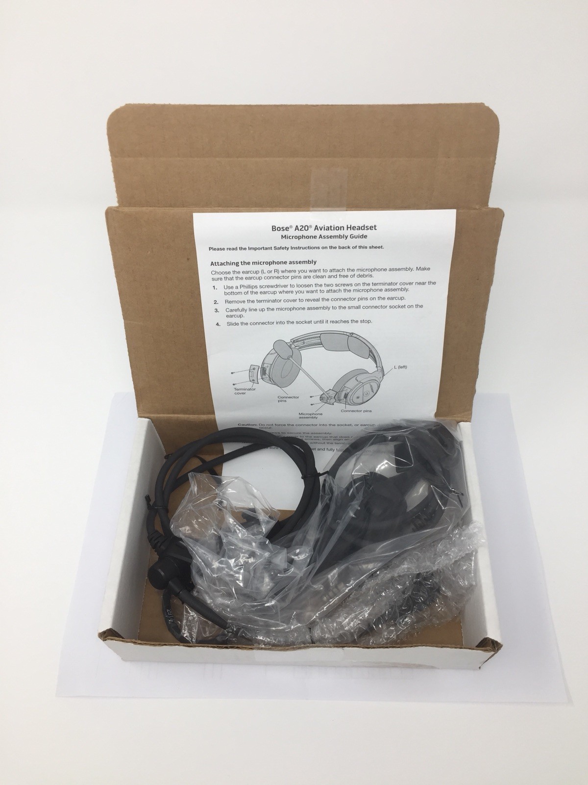 BOSE A20 HEADSET CABLE U174 HELICOPTER PLUG - Select High or Low