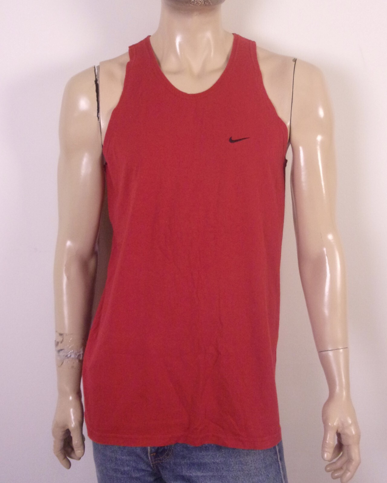 vintage 00s Y2K Nike Red Tank Top T-Shirt Classic Tiny Swoosh SZ M