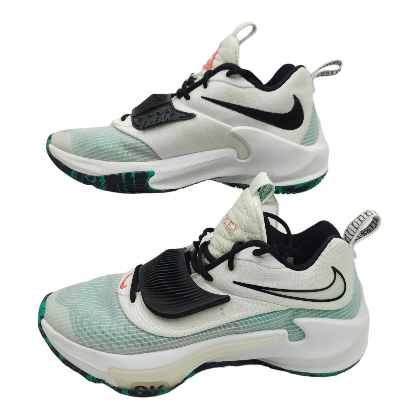 Nike Zoom Freak 3 Mens Sz 7.5 White Black Clear Emerald Green