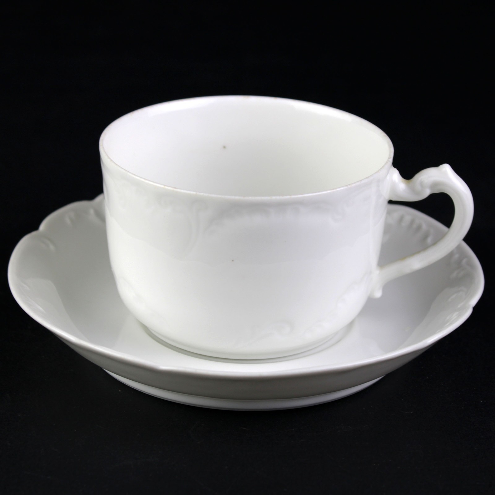 Haviland Limoges Marseille All White Cup & Saucer Set Antique