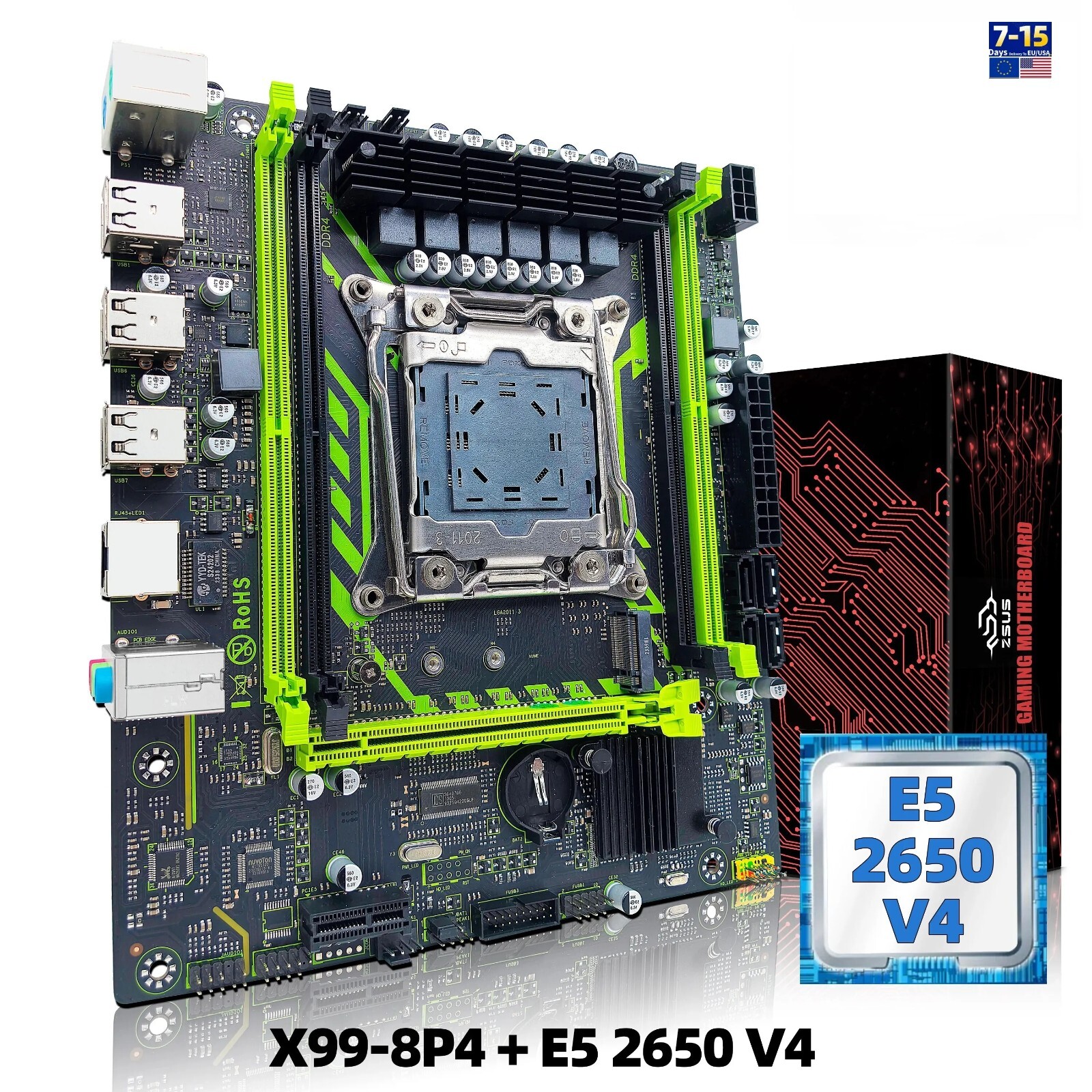 X99 8P4 Motherboard Set Kit With Intel LGA2011-3 Xeon E5 2650 V4