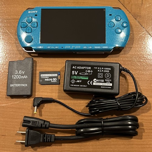 Rare Turquoise Sony PSP 3000 3006 System w/ 64gb Memory Card