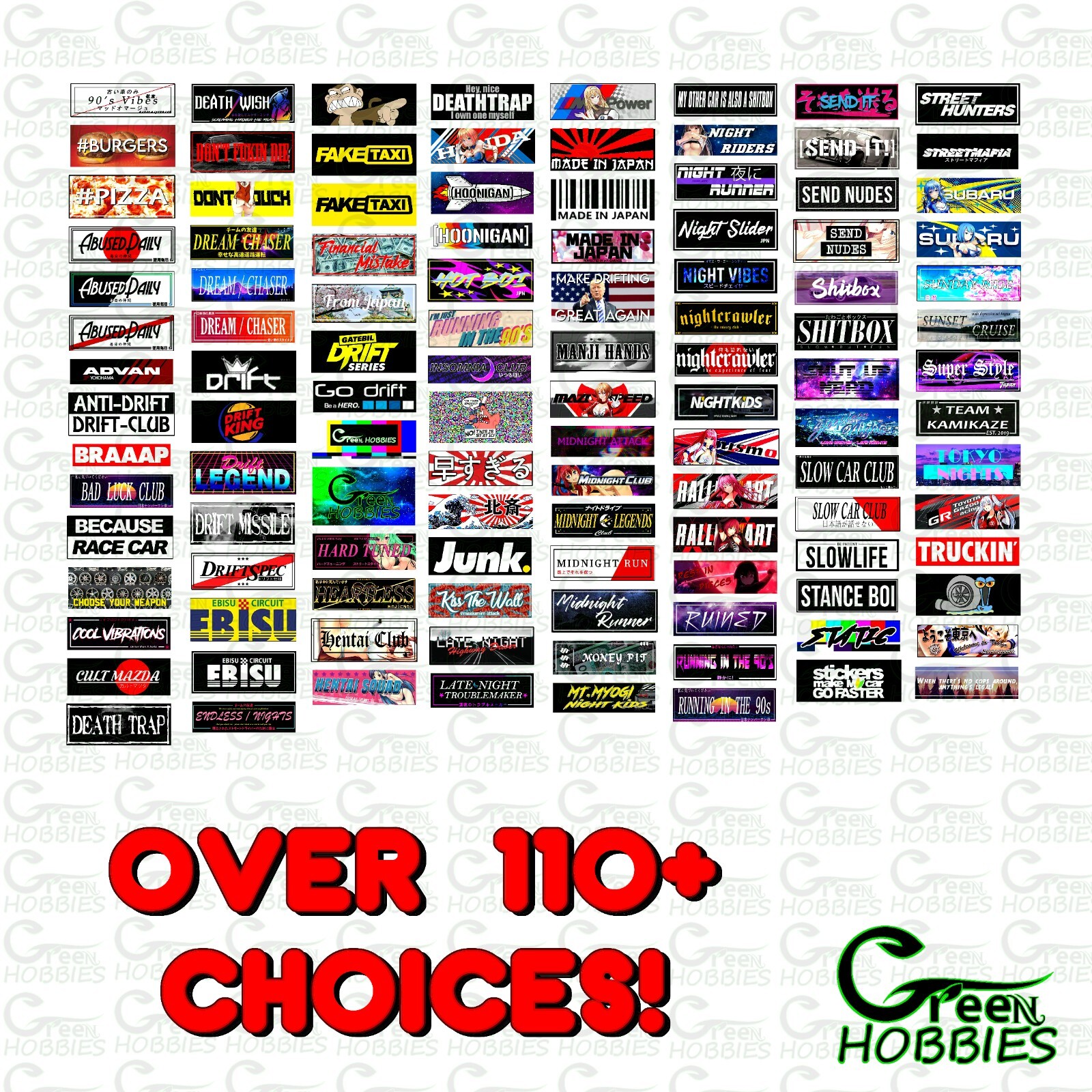 RC 1/10 Scale Bumper Slap Stickers Decal Box Car Drift Onroad