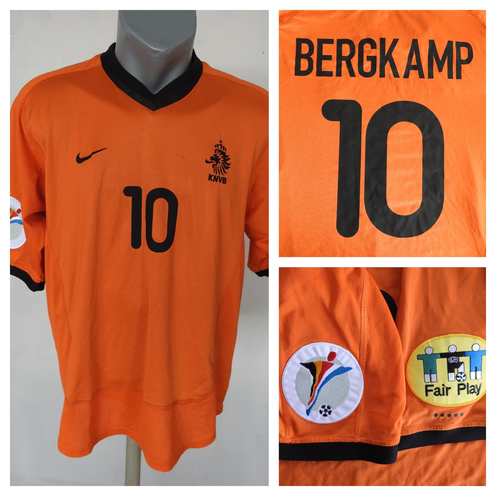 Netherlands EURO 2000 Home Jersey #10 Bergkamp Nike Orange Shirt
