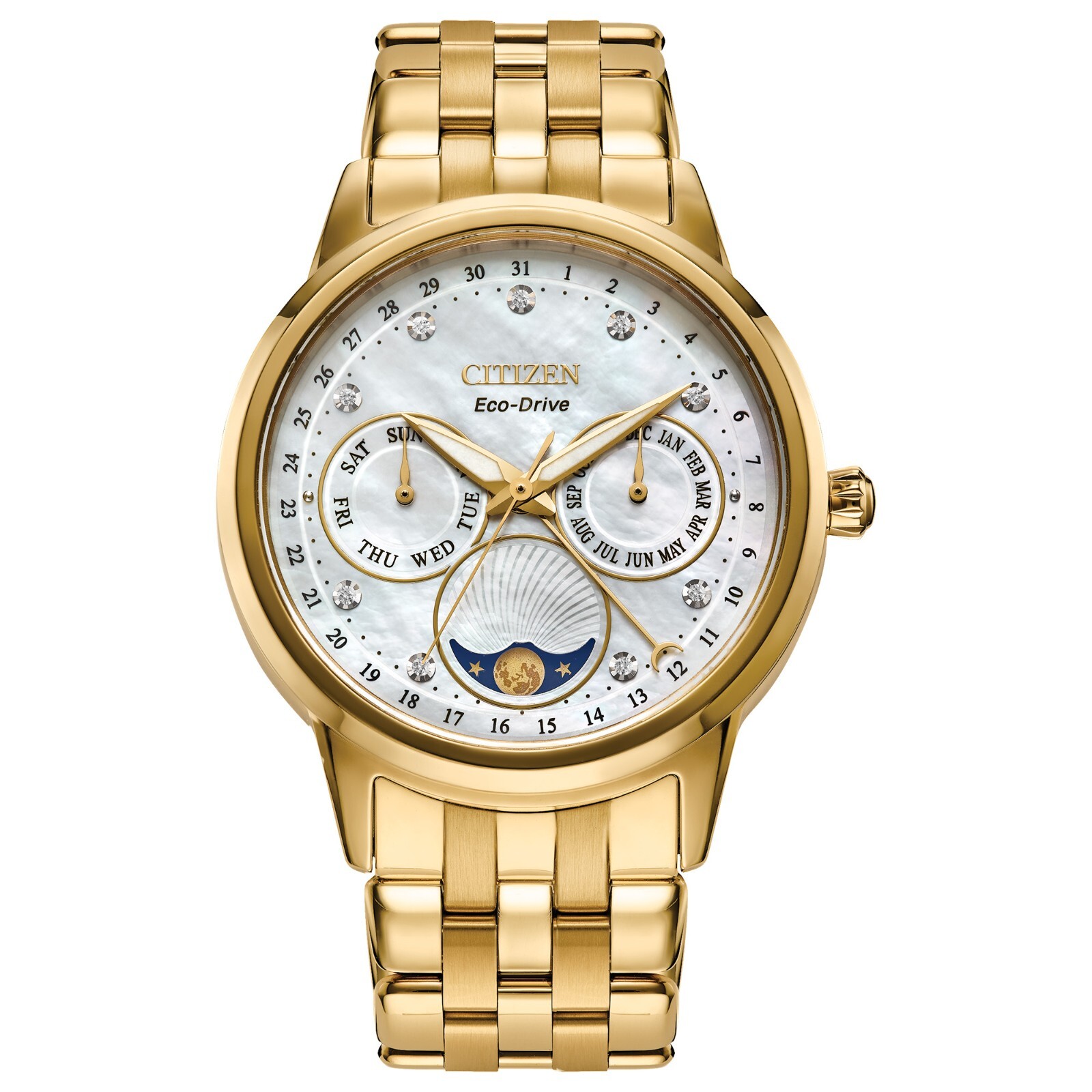 Citizen Eco-Drive Women's Date Indicator Gold Watch 28MM EW2582