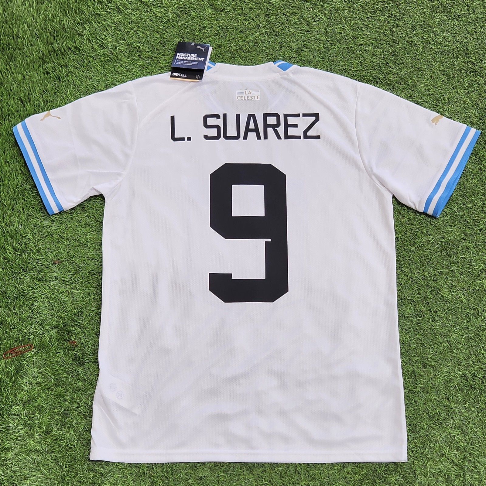 Puma Uruguay Men's Away Jersey 22/23 L. SUAREZ #9 White-Blue | eBay