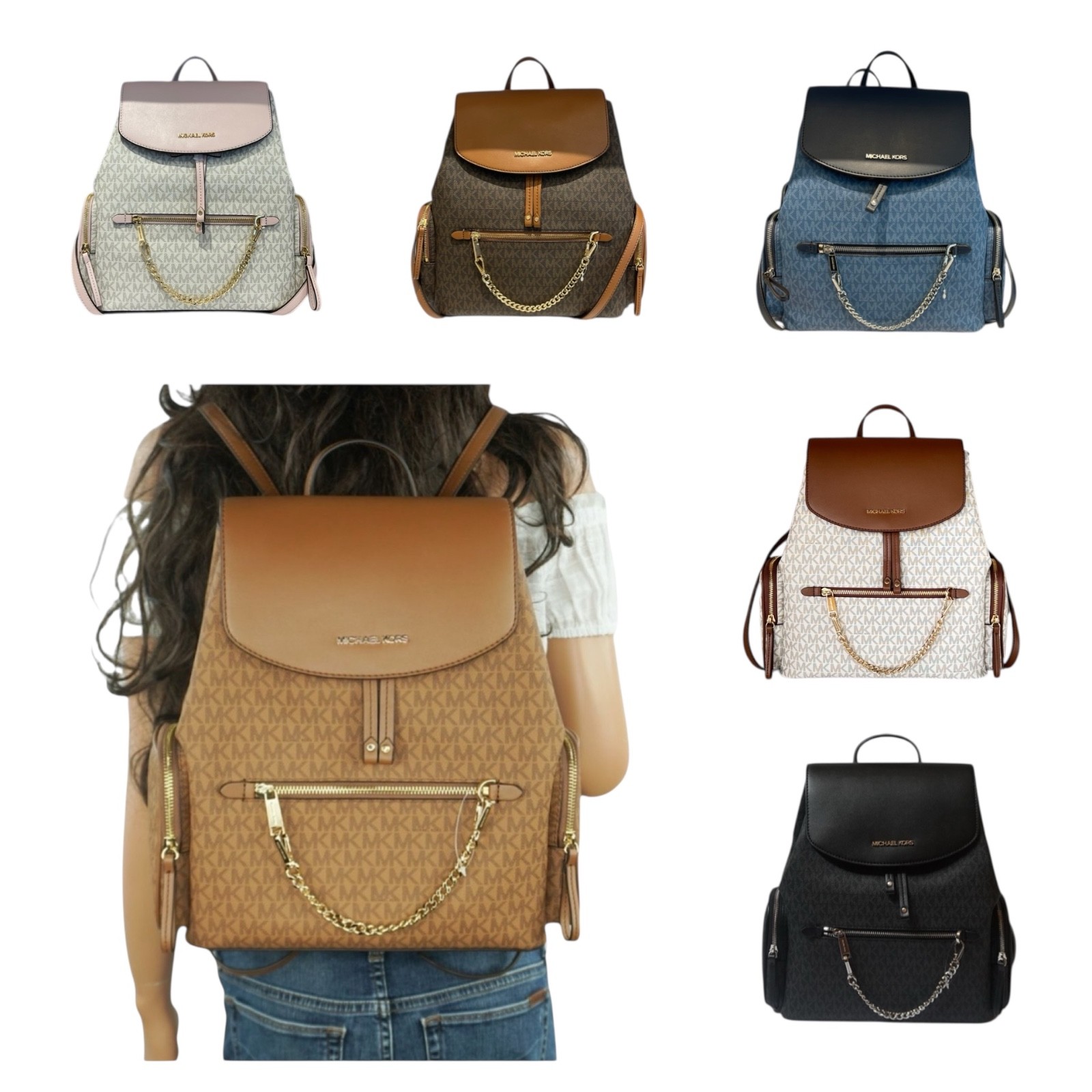 MICHAEL KORS JET SET ITEM LARGE CHAIN BACKPACK | eBay