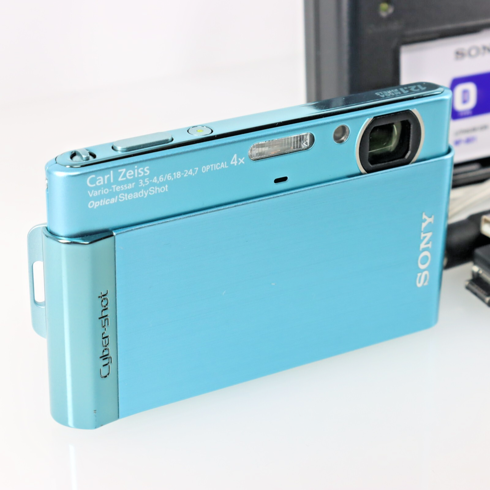 Rare Color] Sony Digital Camera DSC-T90 Cyber-shot Blue w/ Charger