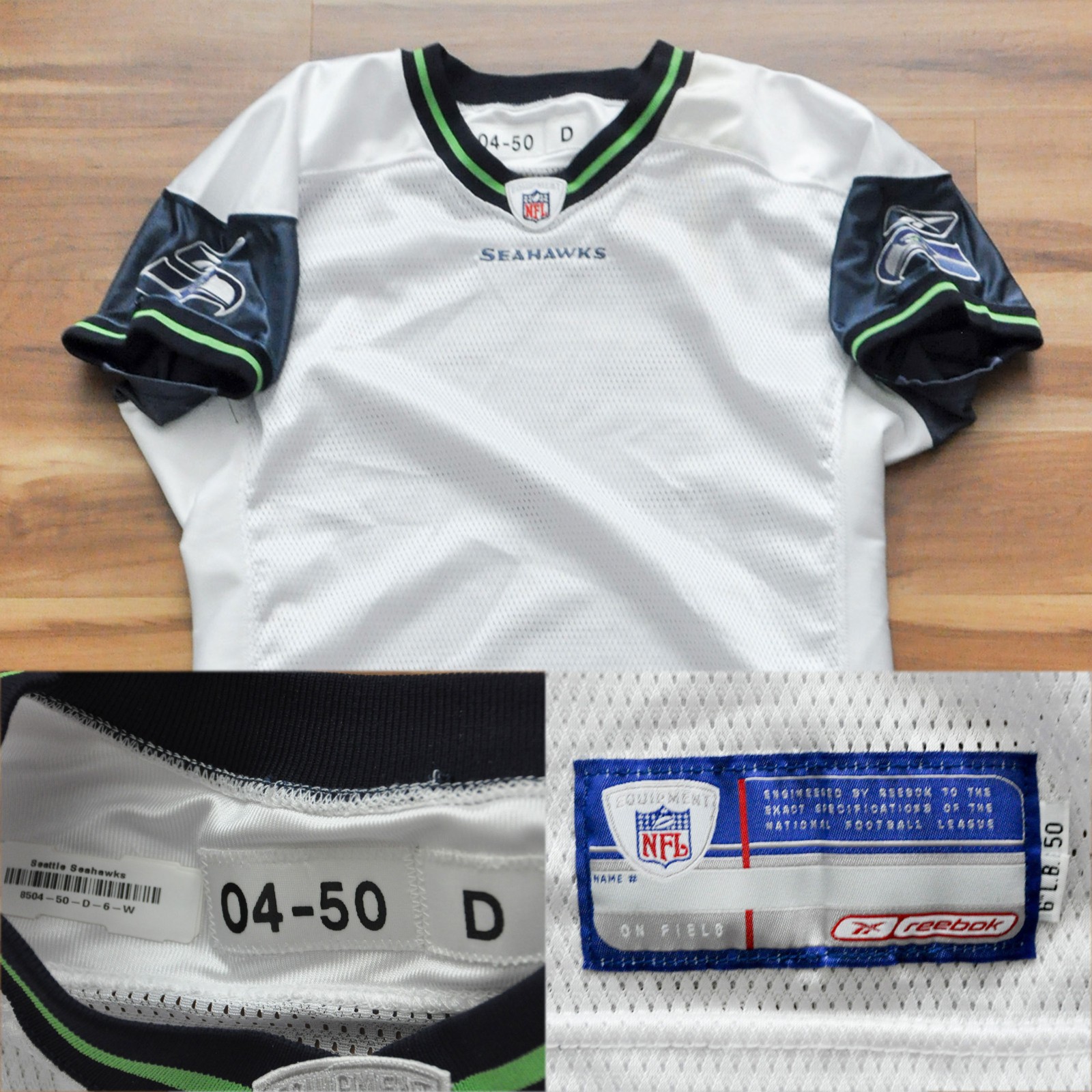 Seattle Seahawks Reebok Jersey Blank 2002 Team Issued White Sewn
