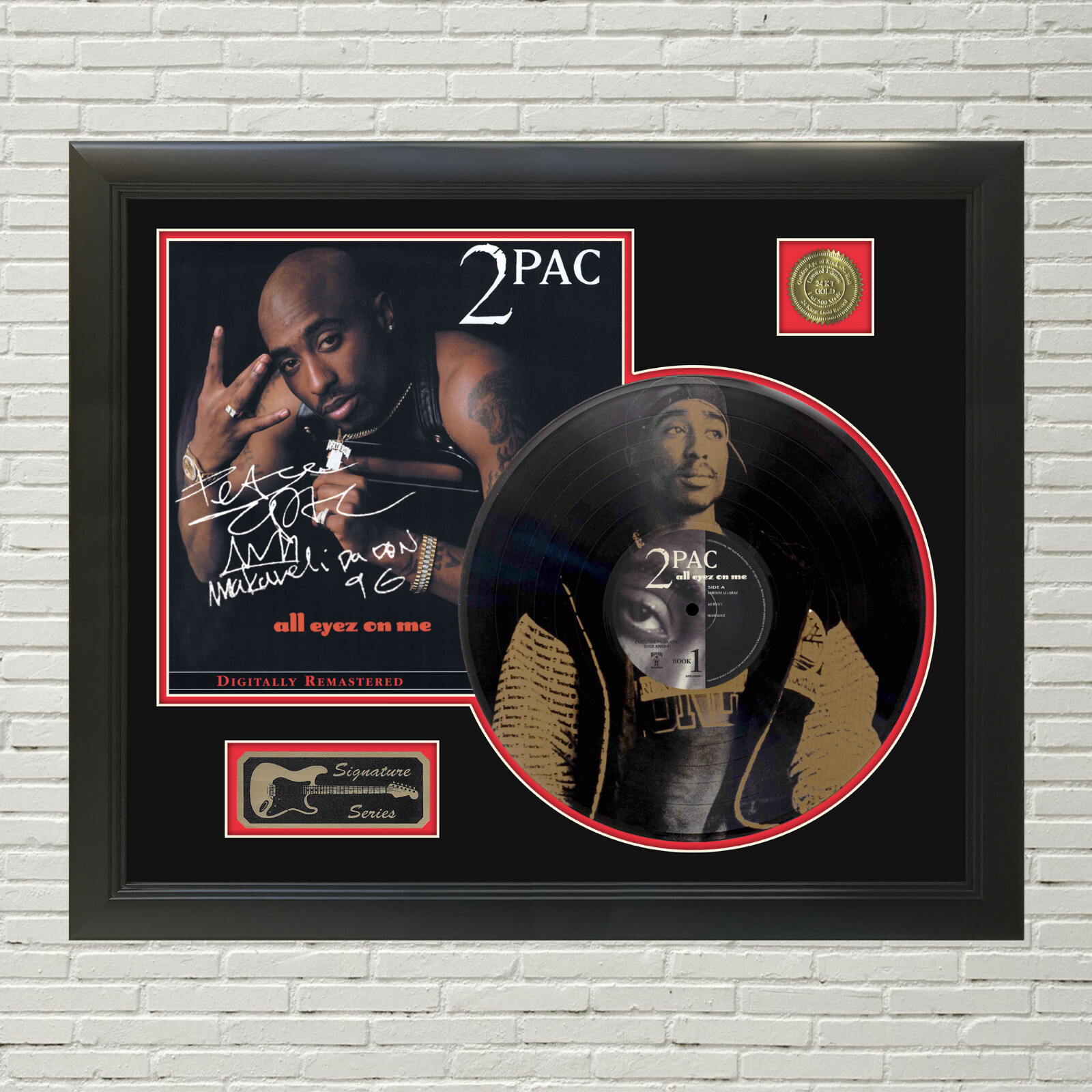 2Pac Tupac Lazer Etched Black Vinyl Record Reproduction Signed LP