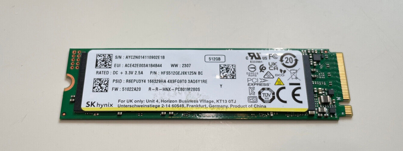 HFS512GEJ9X125N SK Hynix 512GB PCIe NVMe Gen4x4 M.2 2280 SSD PC801