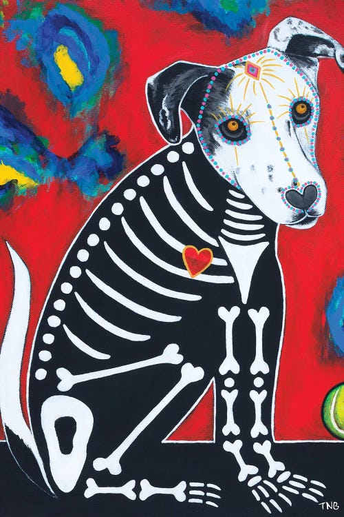 Day Of Dead Dog - Toby Canvas Wall Art by Teal Buehler | iCanvas