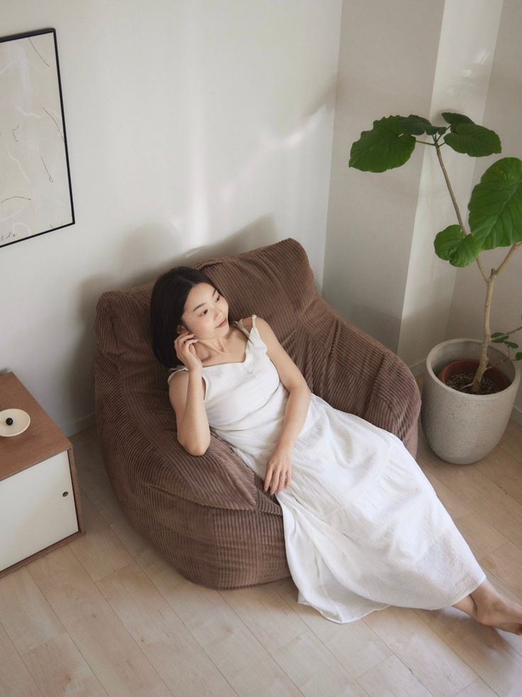 LOOSY 1人掛けビーズソファ+オットマン brown ブラウン HUG LOOSY 1人