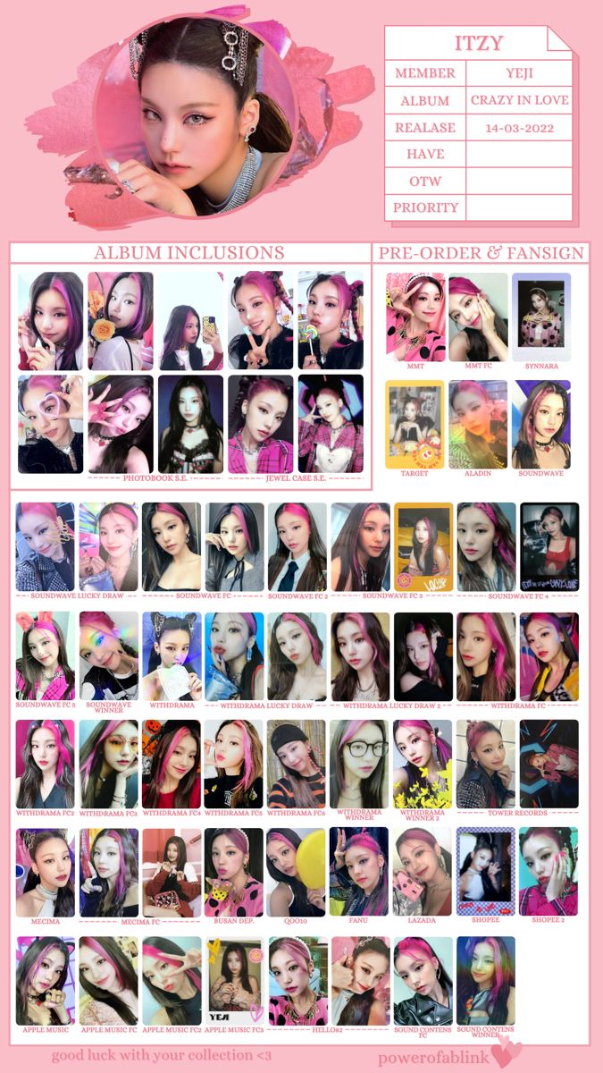 itzy yeji crazy in love pob photocard template