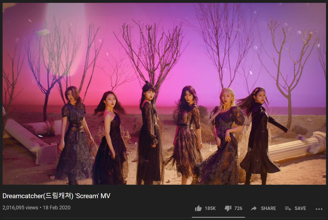 Dreamcatcher's 'Scream' MV has surpassed 2 million views on the