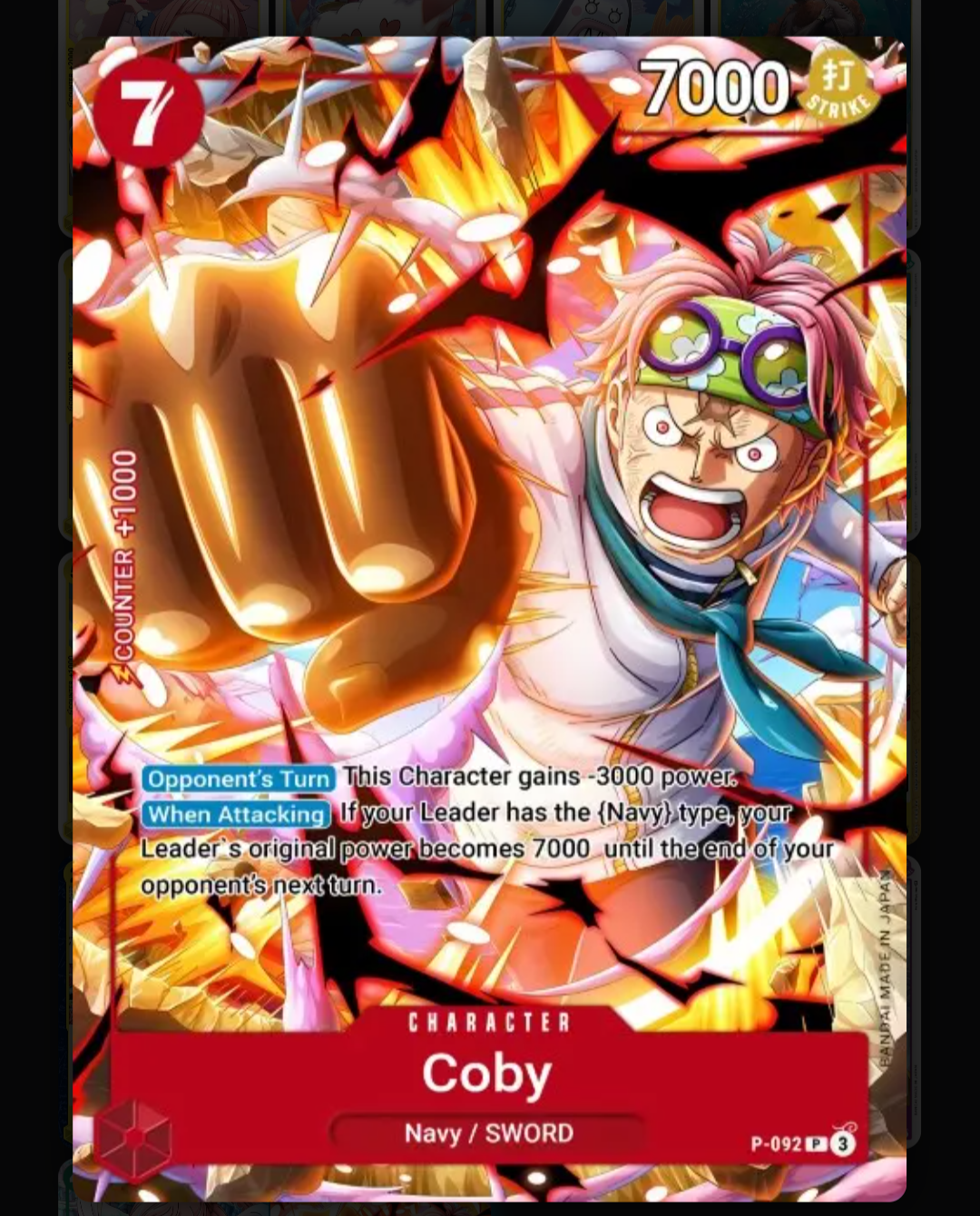 koby treasure cup コビー 英語版 プロモ one piece ONE PIECE Card