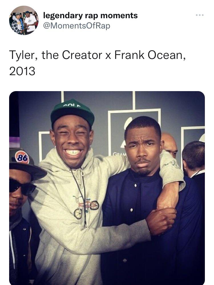 Just a picture of Tyler the creator and Frank ocean in 2013 : r