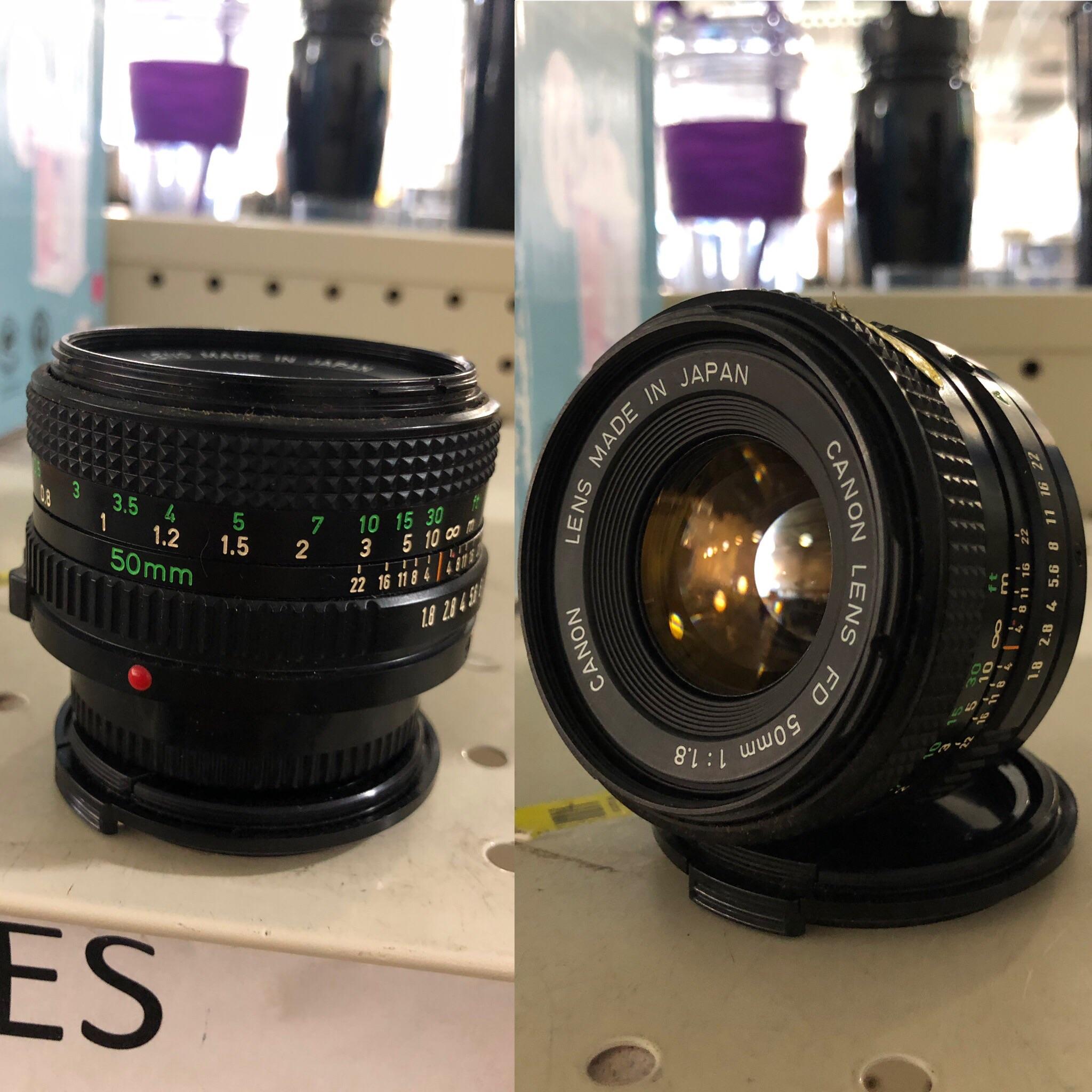 I found a vintage Canon FD 50mm 1:1.8 lens at a thrift store for