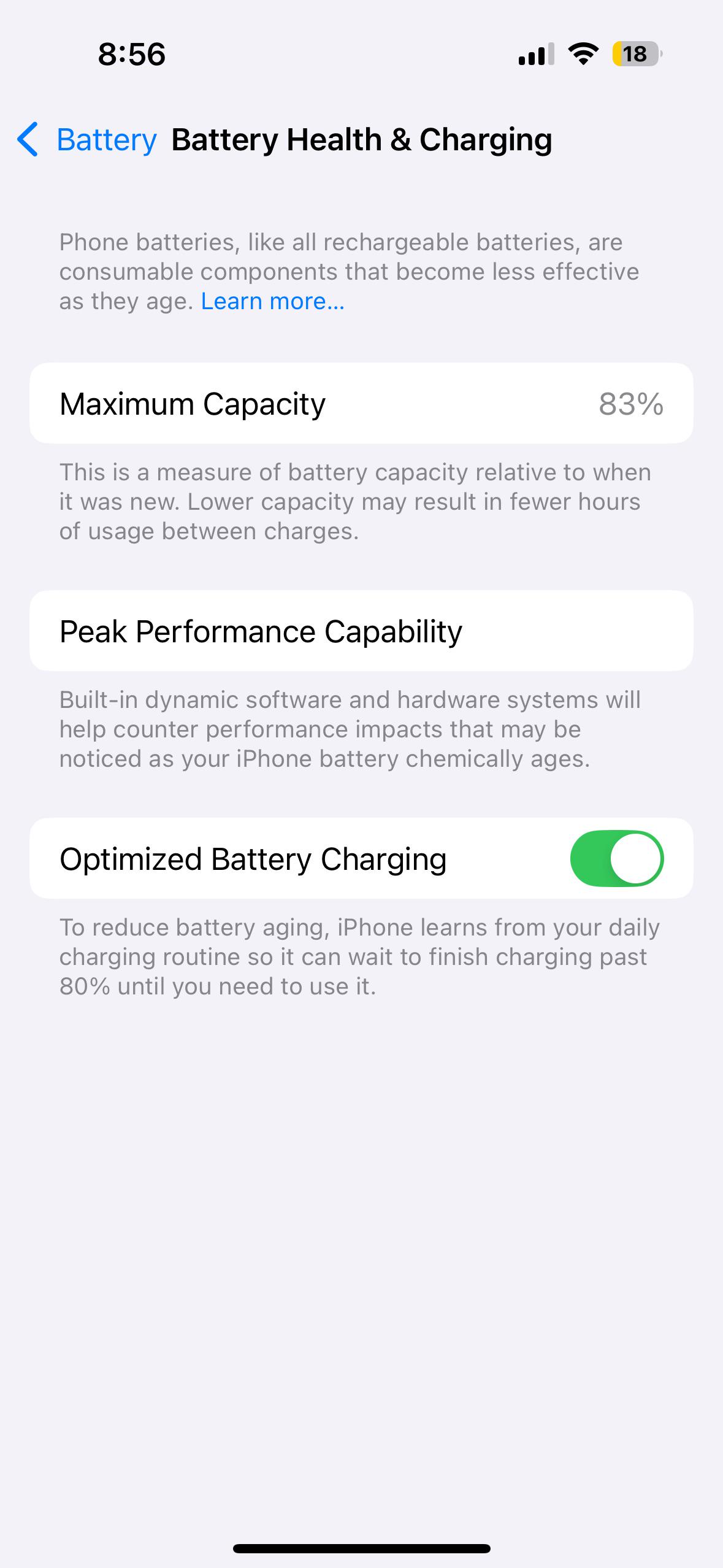 2年経って、iPhone 14 Proのバッテリーの状態が83%になったんだよね