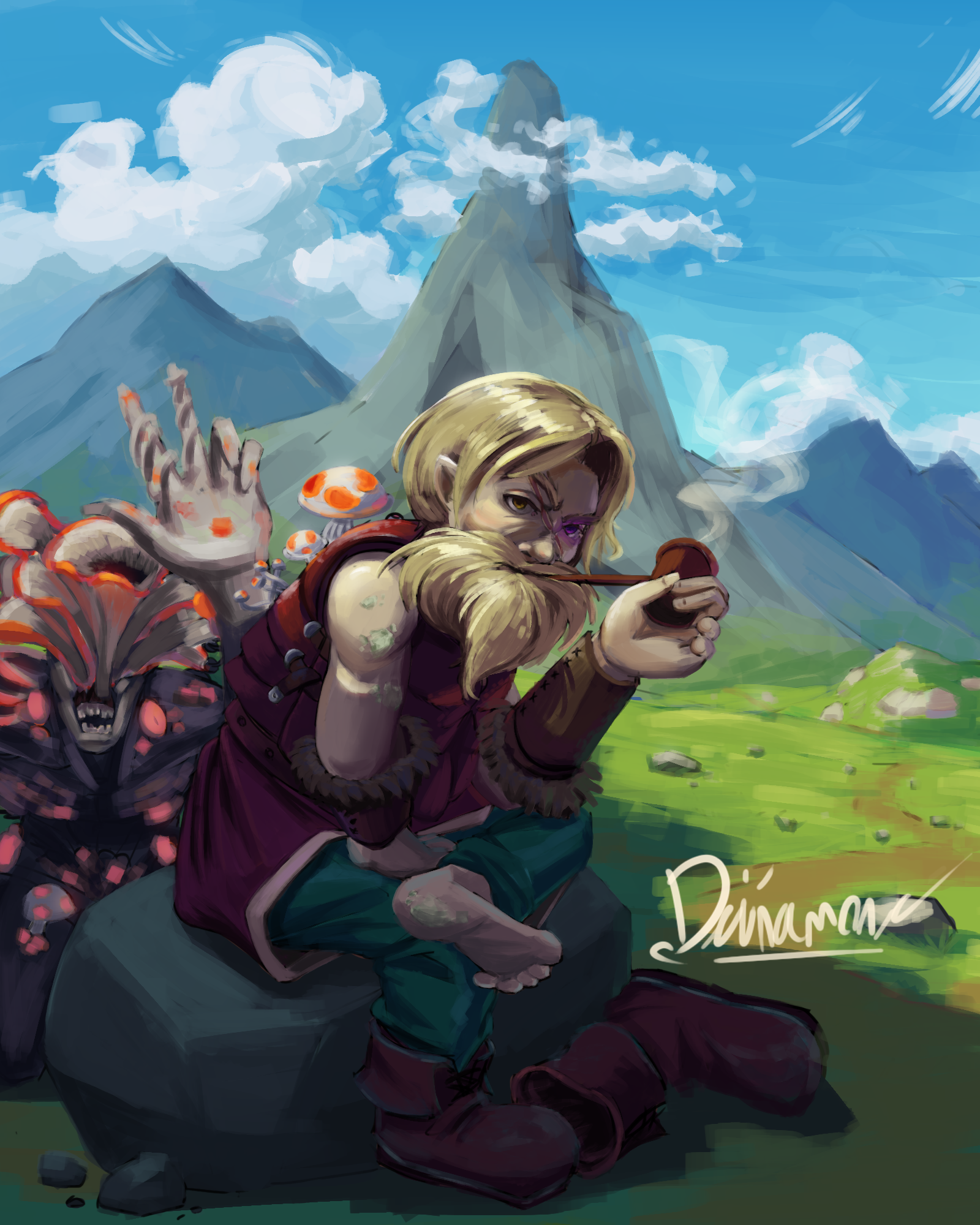 Art] [Comm] Our Spore Druid Dwarf, Oskar Mossbeard : r/DnD