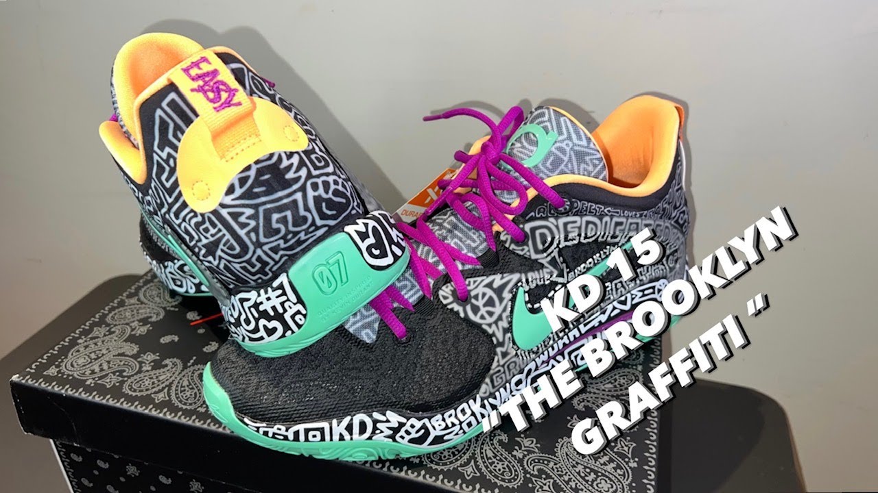 NIKE KD 15 BROOKLYN NETS GRAFFITI COLORWAY ON FOOT REVIEW! THESE