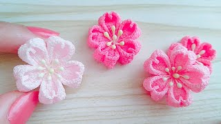 簡単】つまみ細工🌸桜の作り方【かわいい】How to make cherry