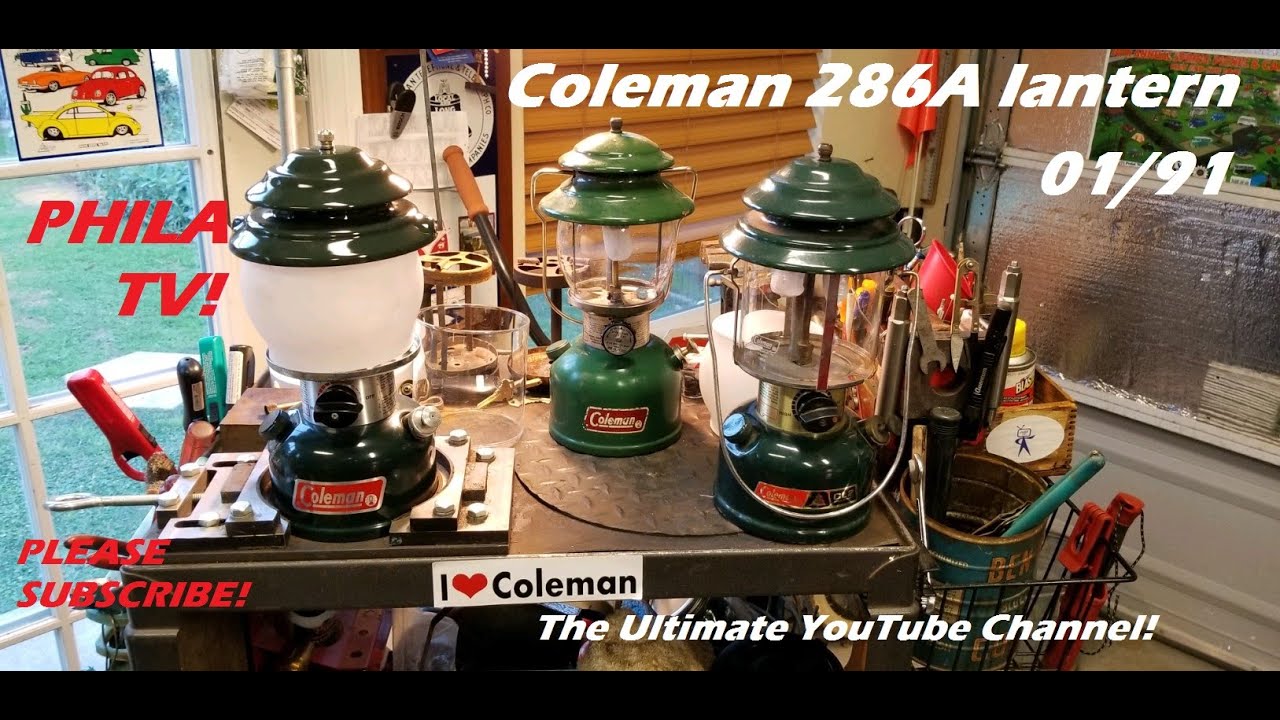 COLEMAN 286A LANTERN FIRST TIME FIRE UP AND A FROSTED GLOBE PHILA