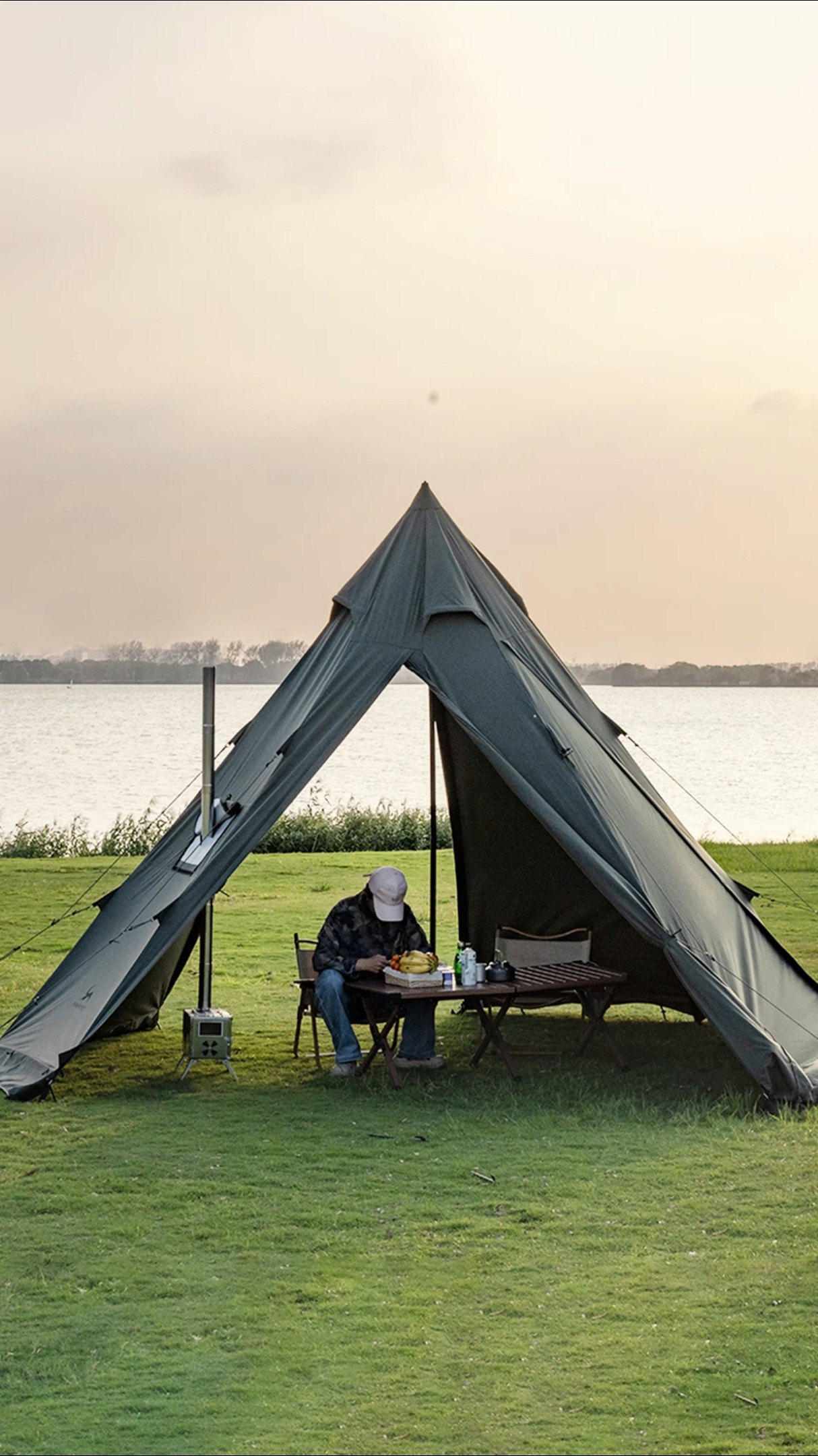 TOMOUNT ワンポールテント 2-4人用 tcテント 高さ2.8m ポリコットン