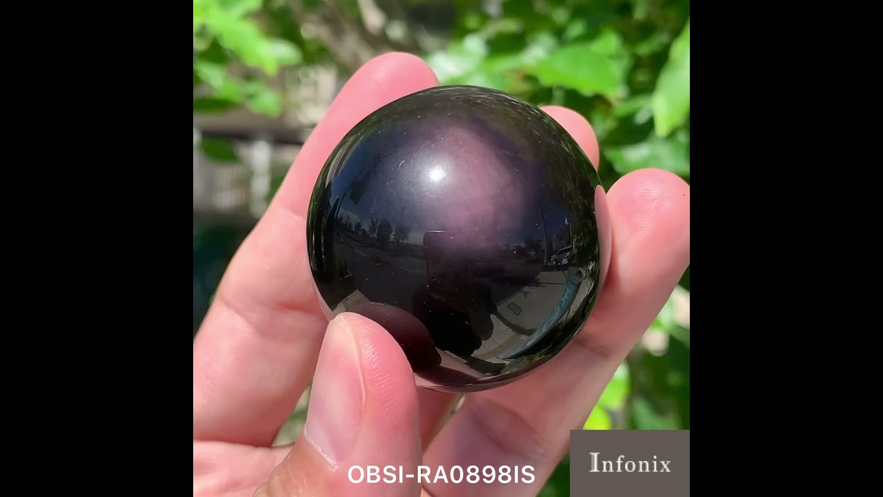 メキシコ産]レインボーオブシディアン丸玉 /黒曜石スフィア（43.9mm