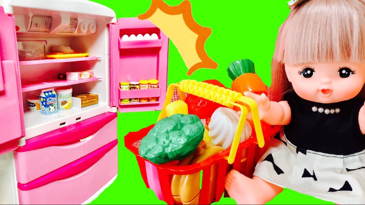 メルちゃん お買い物ごっこ♪ 冷蔵庫が空っぽ! お店屋さん ぽぽちゃん