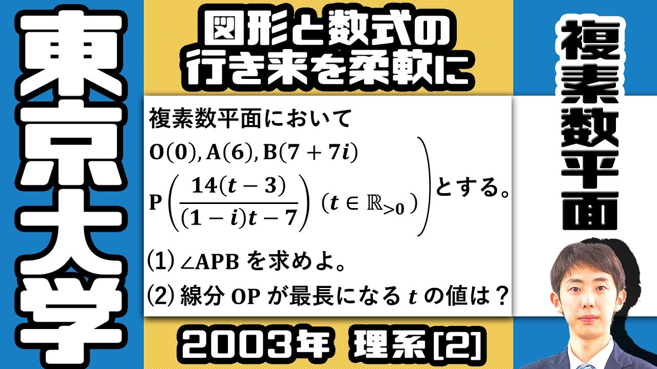 東大2003】大学入試の演習にぴったりな良問【複素数平面】 - YouTube