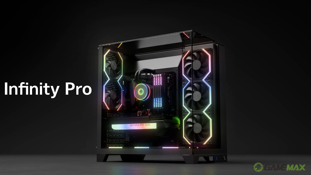 GameMax Infinity Pro chassis - Immersive wide-angle showcase - YouTube