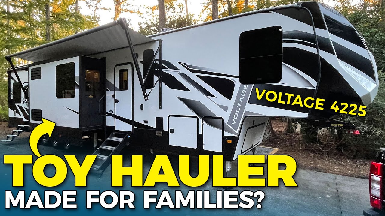 Huge Family Toy Hauler Tour - NEW 2022 Dutchmen Voltage 4225 - YouTube