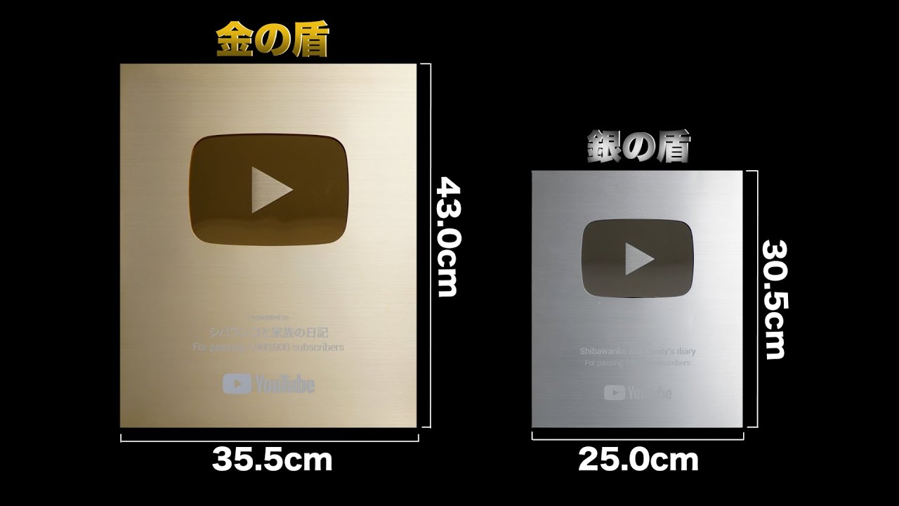 登録者100万人】金の盾もらったよ！！ 金の盾と銀の盾を比べてみた