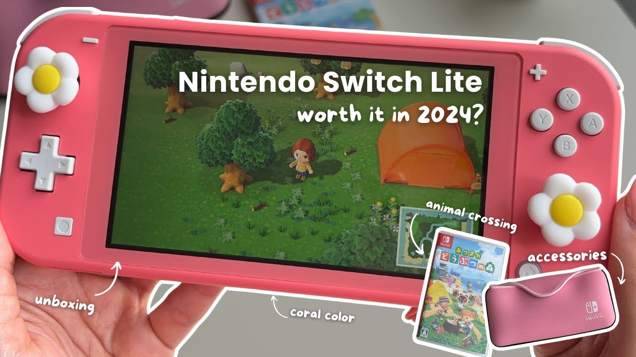 nintendo switch lite in 2024 🍑 aesthetic unboxing, animal