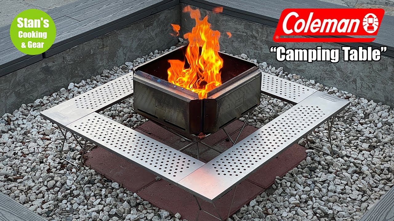 Coleman Bonfire Camping Table!! Best Overlading Fireplace Dining