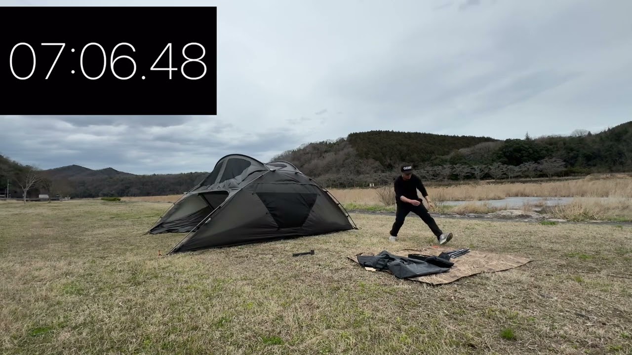 HELLOS ヘロス Snail Shelter 10分設営！1人設営動画 大型ドームテント