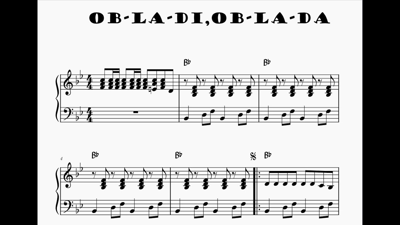 OB-LA-DI,OB-LA-DA オブラディオブラダ（ピアノ簡易版） - YouTube