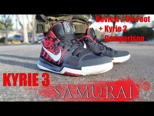 Kyrie 3 'Samurai' Review + Kyrie 2 comparison + On foot - YouTube