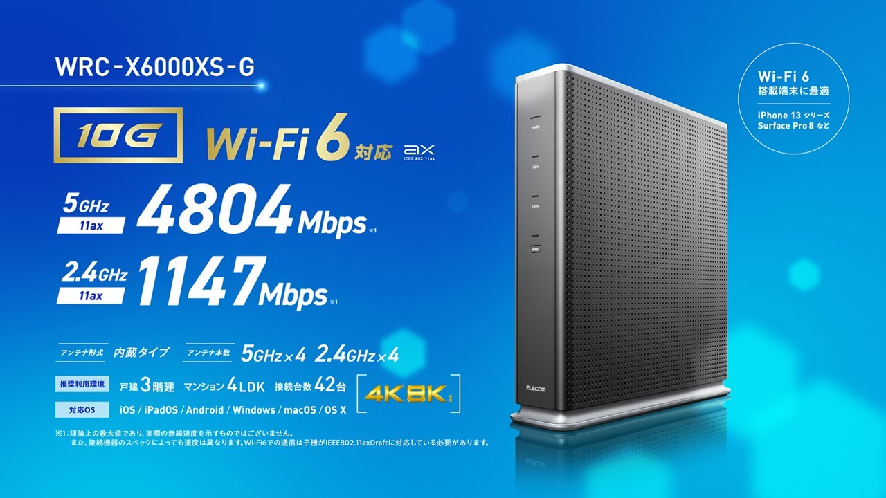 ELECOM Wi-Fi6対応ルーター WRC-X6000XS-G 【エレコム公式】 - YouTube