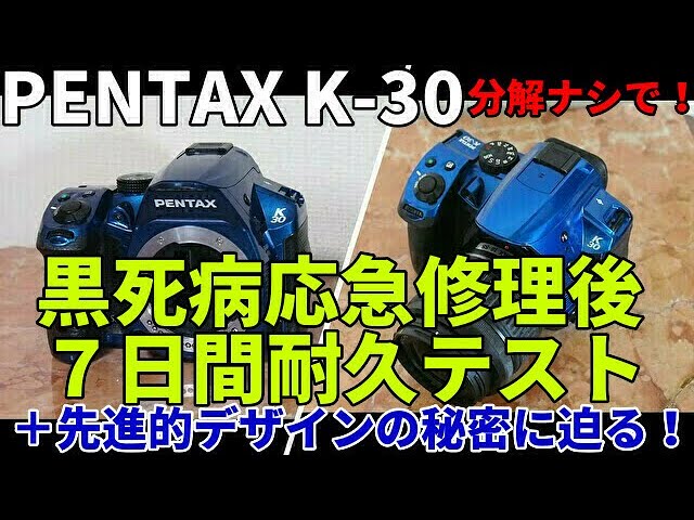 ジャンクカメラ PENTAX K-30 黒死病応急修理後耐久テスト＆デザインの