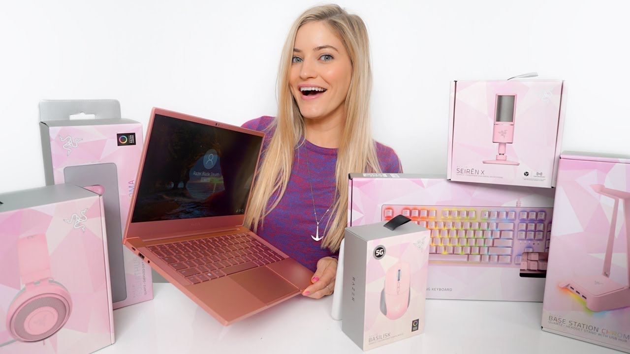 💕 NEW Quartz Pink Razer Blade Laptop + Accessories Unboxing