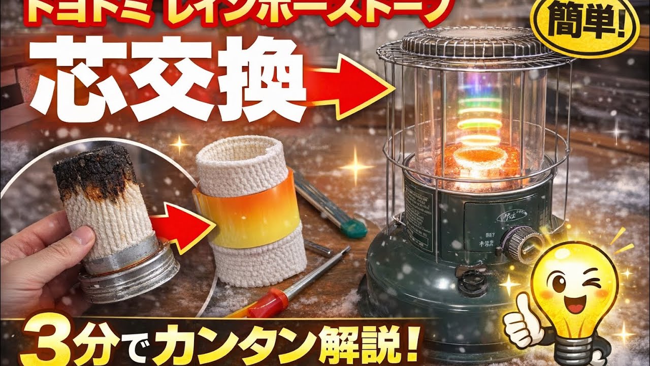 簡単】レインボーストーブの芯交換！わかりやすく解説。 - YouTube